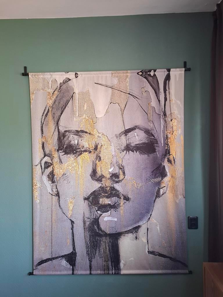 Modern wandkleed met gezicht, 140x170 cm, Huis en Inrichting, Woonaccessoires | Wanddecoraties, Zo goed als nieuw, Wandkleed, Modern