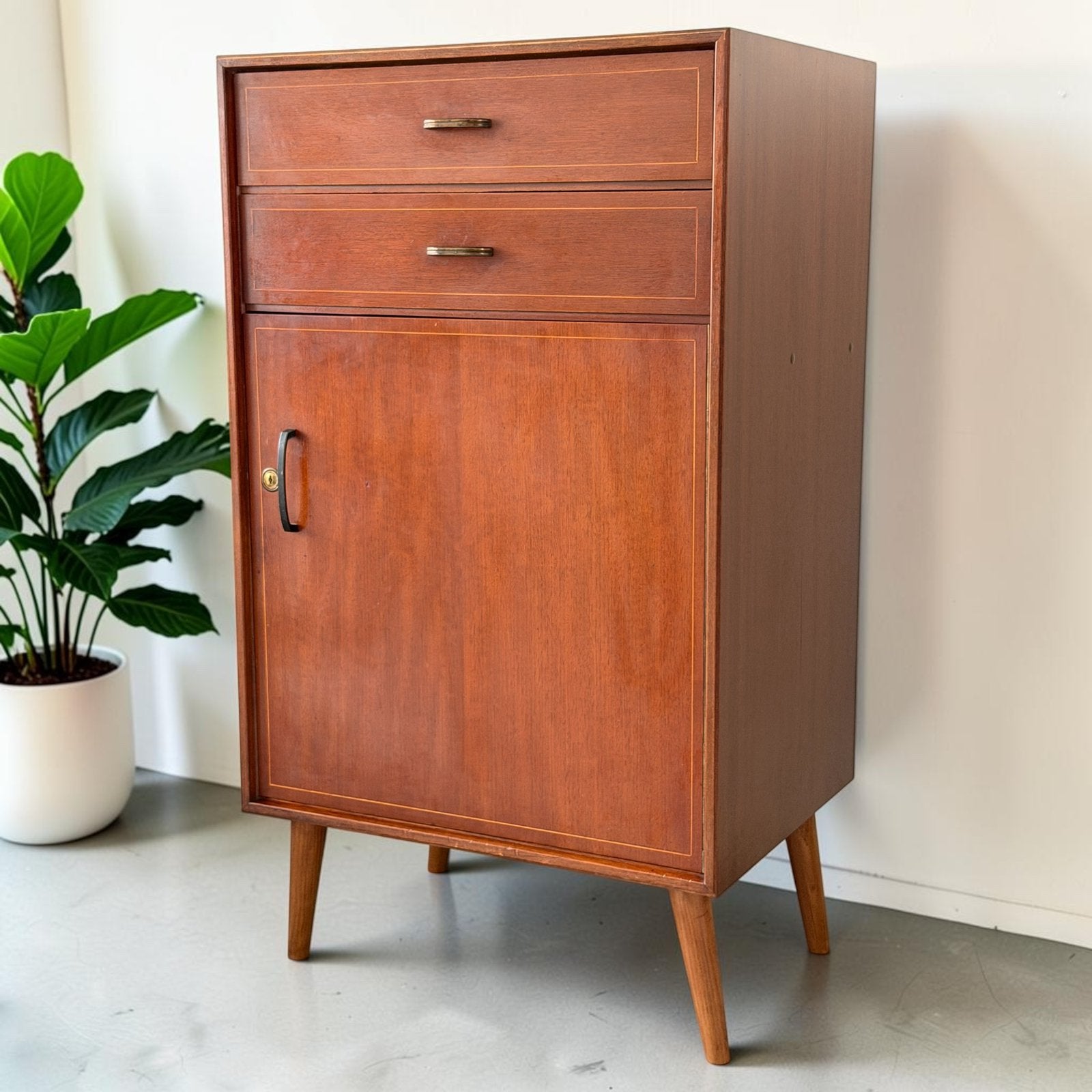 Vintage Formule Kempkes wandkast | ladekast | dressoir, Ophalen, Met deur(en), Teakhout, 50 tot 100 cm