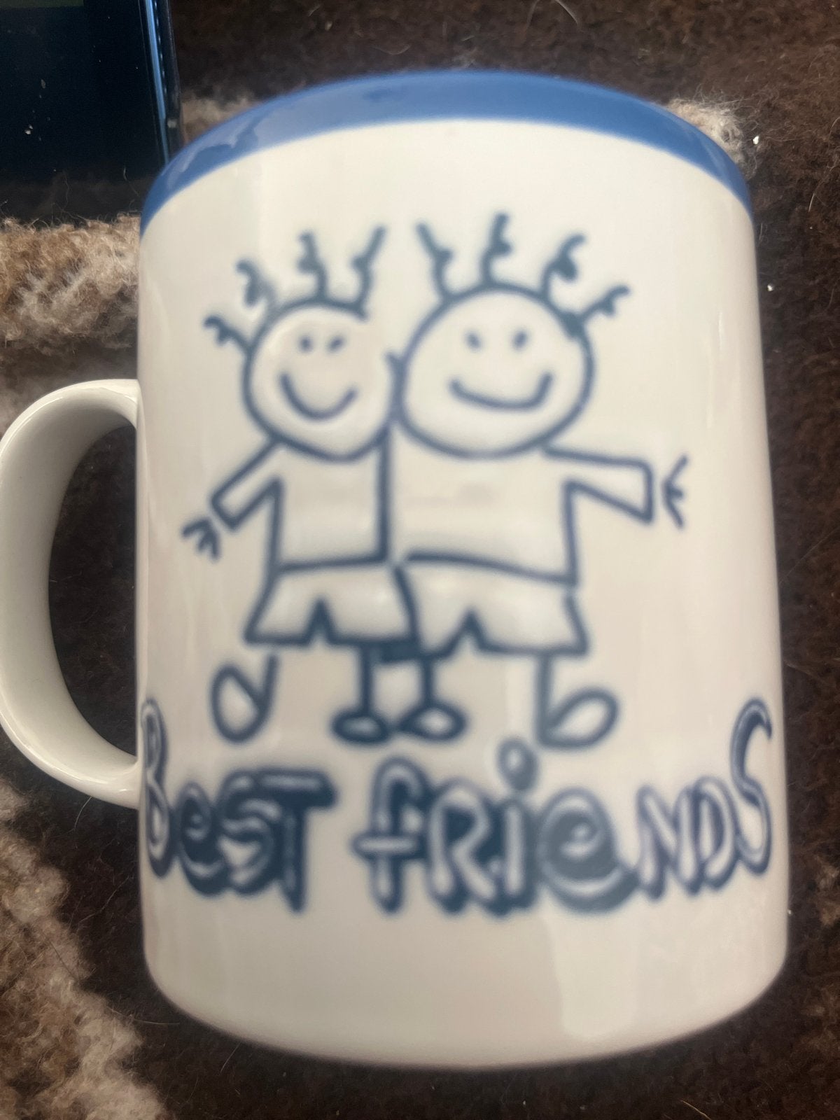 Mok 'Best Friends' van Just Mugs, Engeland, Gebruikt, Overige merken, Keramiek, Overige stijlen