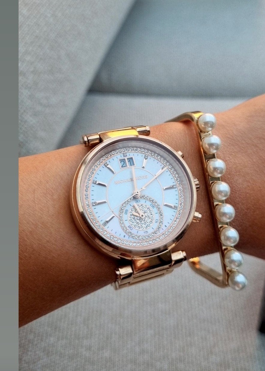 Michael Kors Horloge MK6282 Roségoud met Strass, Overige merken, Staal, Staal, Polshorloge