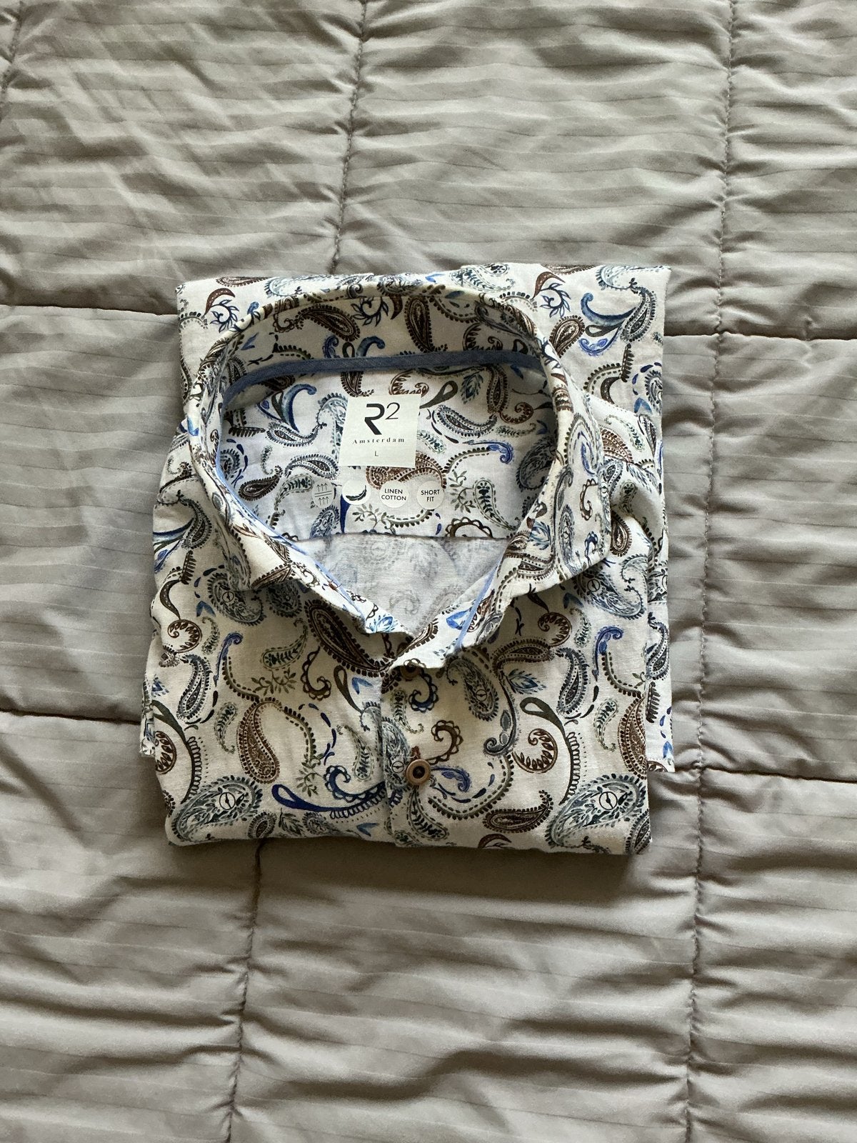 R2 Amsterdam L overhemd met paisley print, Ophalen of Verzenden, Zo goed als nieuw, Meerkleurig, Halswijdte 41/42 (L)