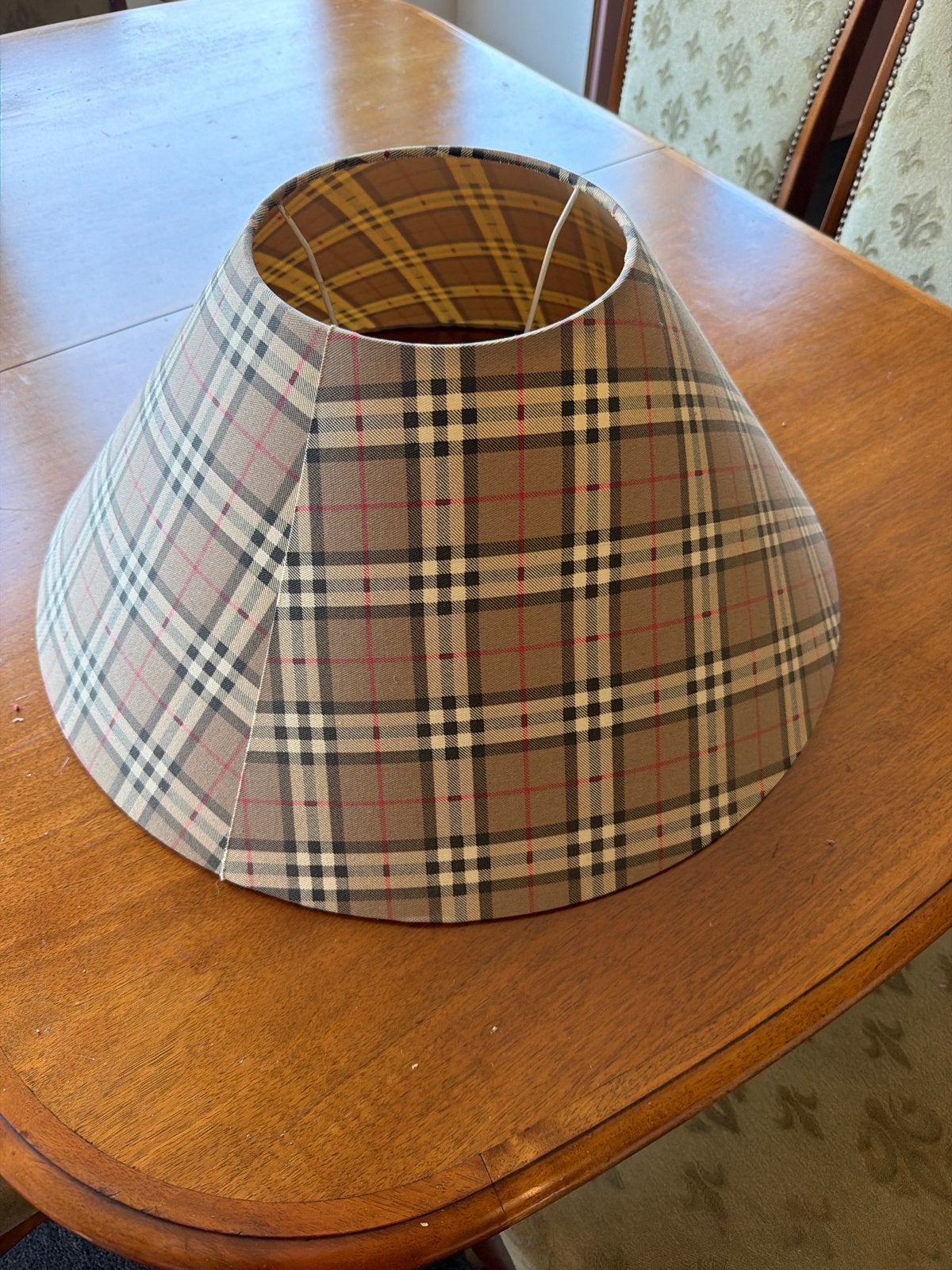 Burberry-stijl lampenkap - Geruit design, Huis en Inrichting, Ophalen, Gebruikt, Rond, Textiel