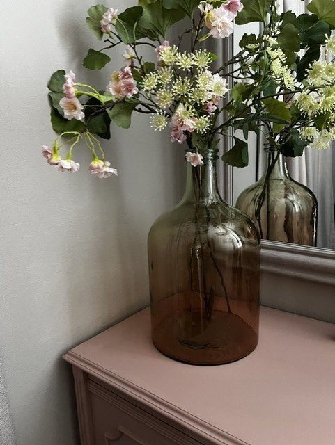 vaas glas roze, Huis en Inrichting, Roze, Ophalen, 43 cm, Glas