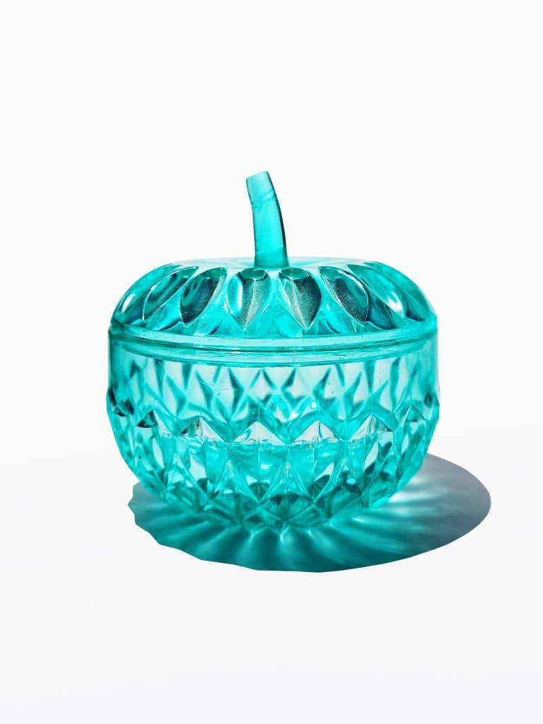 Appel schaaltje met deksel, turquoise, plastic, Kunststof, Gebruikt, Ophalen of Verzenden, Schaal of Schalen