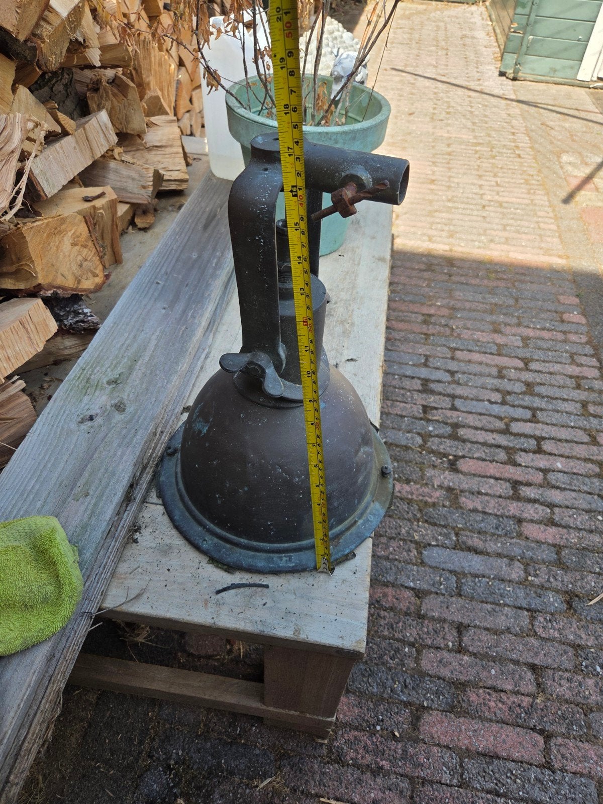 antieke messing scheeps lamp, Ophalen