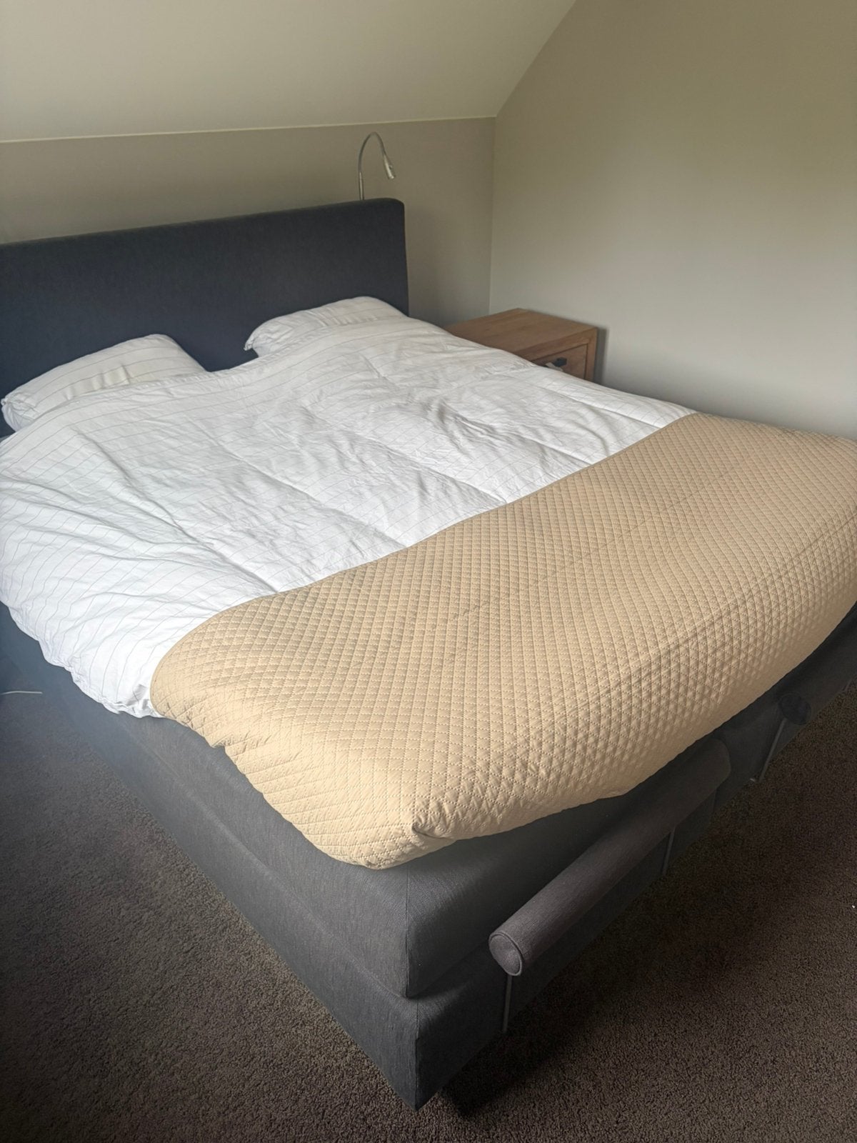 Swiss Sense boxspring verstelbaar met topper grijs, Ophalen, Gebruikt, Tweepersoons, 180 cm