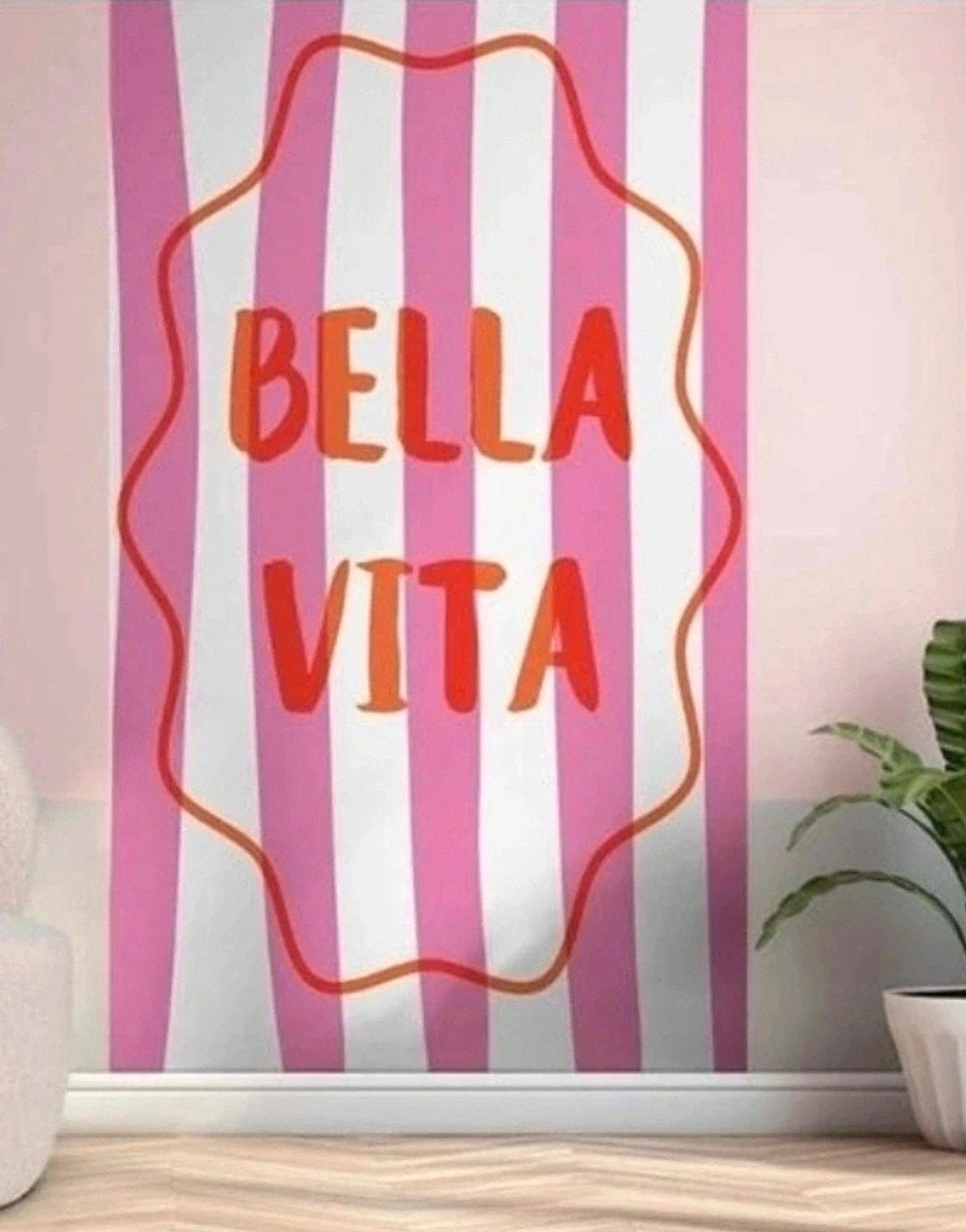 Nieuw Behang 'Bella Vita' - Roze/Wit Gestreept, Overige typen, Modern, Ophalen of Verzenden, Roze