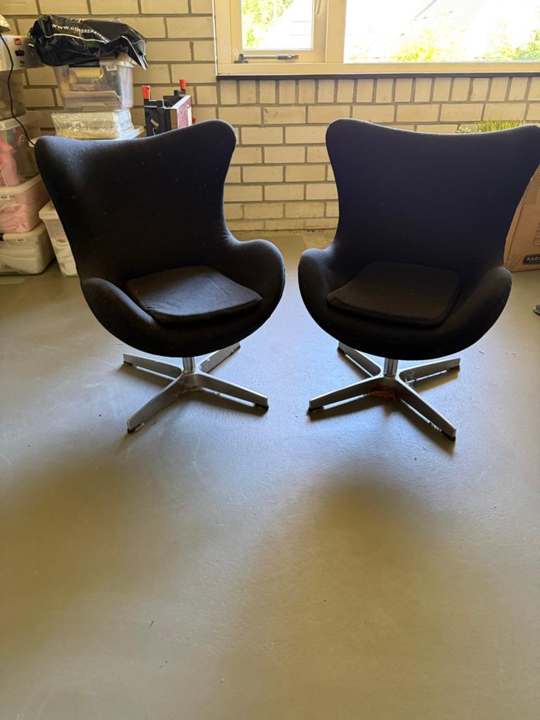 2x Egg chair junior kinder fauteuil - Zwart, Ophalen, Minder dan 50 cm, Gebruikt, Minder dan 75 cm