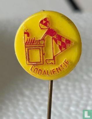 Speldje - Lodalientje (bij aanrecht)[rood op geel], Verzamelen, Ophalen of Verzenden, Gebruikt, Merk, Speldje of Pin