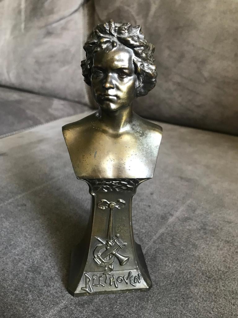 Bronzen Beeldje Ludwig van Beethoven Antiek., Ophalen of Verzenden, Brons