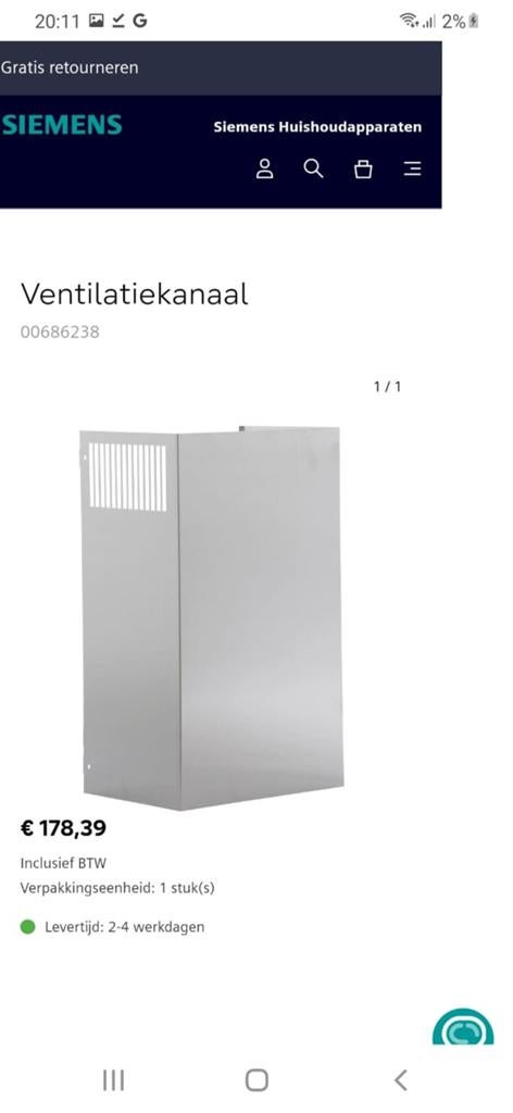 Tweedelige RVS schacht voor afzuigkap, Witgoed en Apparatuur, Afzuigkappen, Ophalen, Nieuw