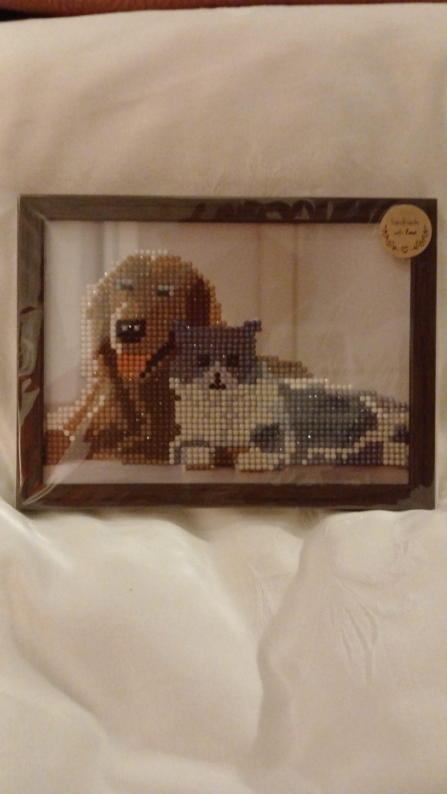 Diamond Painting Hond en Kat - Handgemaakt (13x18 cm), Ophalen of Verzenden, Nieuw, Hout