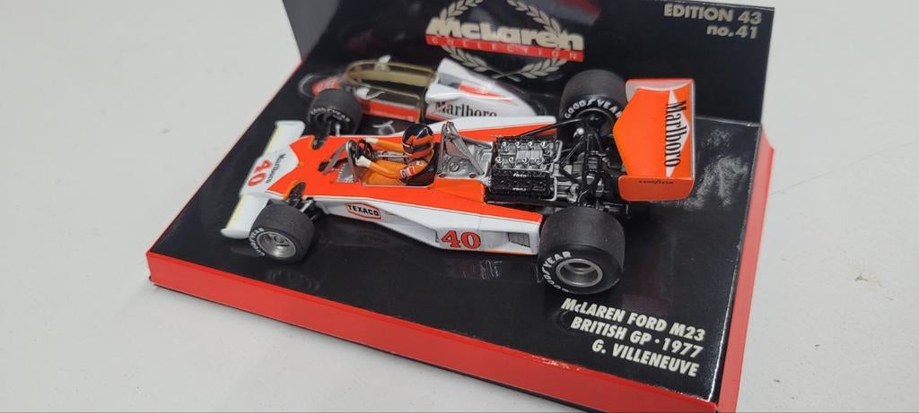 Minichamps McLaren Ford M23 British GP 1977 G.Villeneuve, Ophalen of Verzenden, Zo goed als nieuw, Auto, MiniChamps
