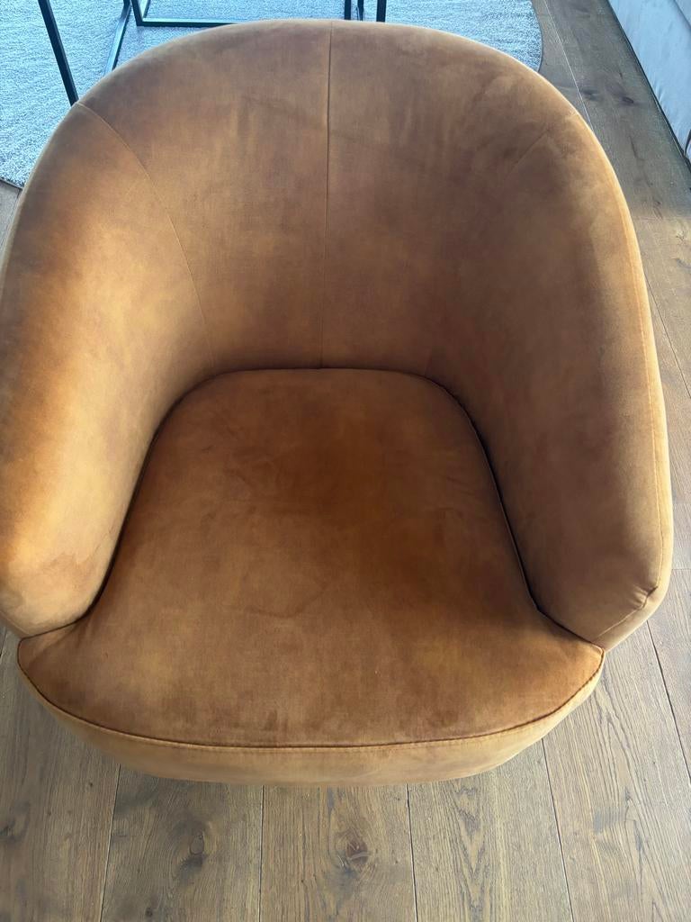 Cognac kleurige draai fauteuil in goede conditie, Ophalen, Gebruikt, Stof