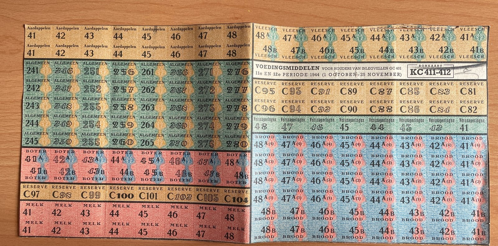 Zeldzame Voedingsmiddelenbonnen uit 1944 - Oorlogsgeschieden, Ophalen of Verzenden