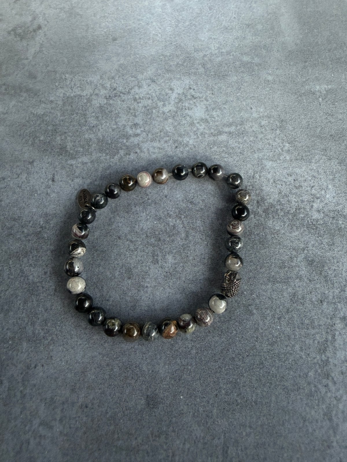 Karma Kralen Armband Zwart/Grijs, Sieraden, Tassen en Uiterlijk, --, Zwart, Ophalen of Verzenden, Zo goed als nieuw
