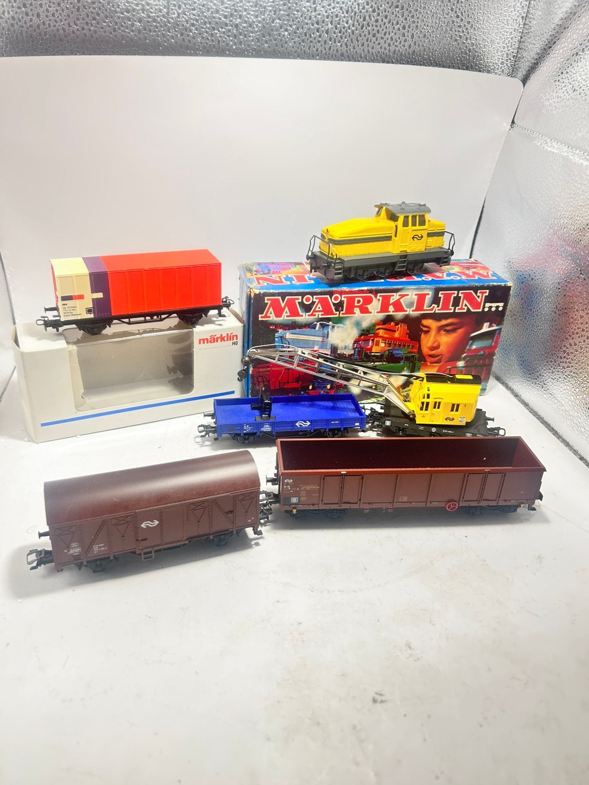Marklin diesellokomotief met 5 goederenwagons van de NS, Hobby en Vrije tijd, Modeltreinen | H0, B, Wisselstroom, A, Marklin