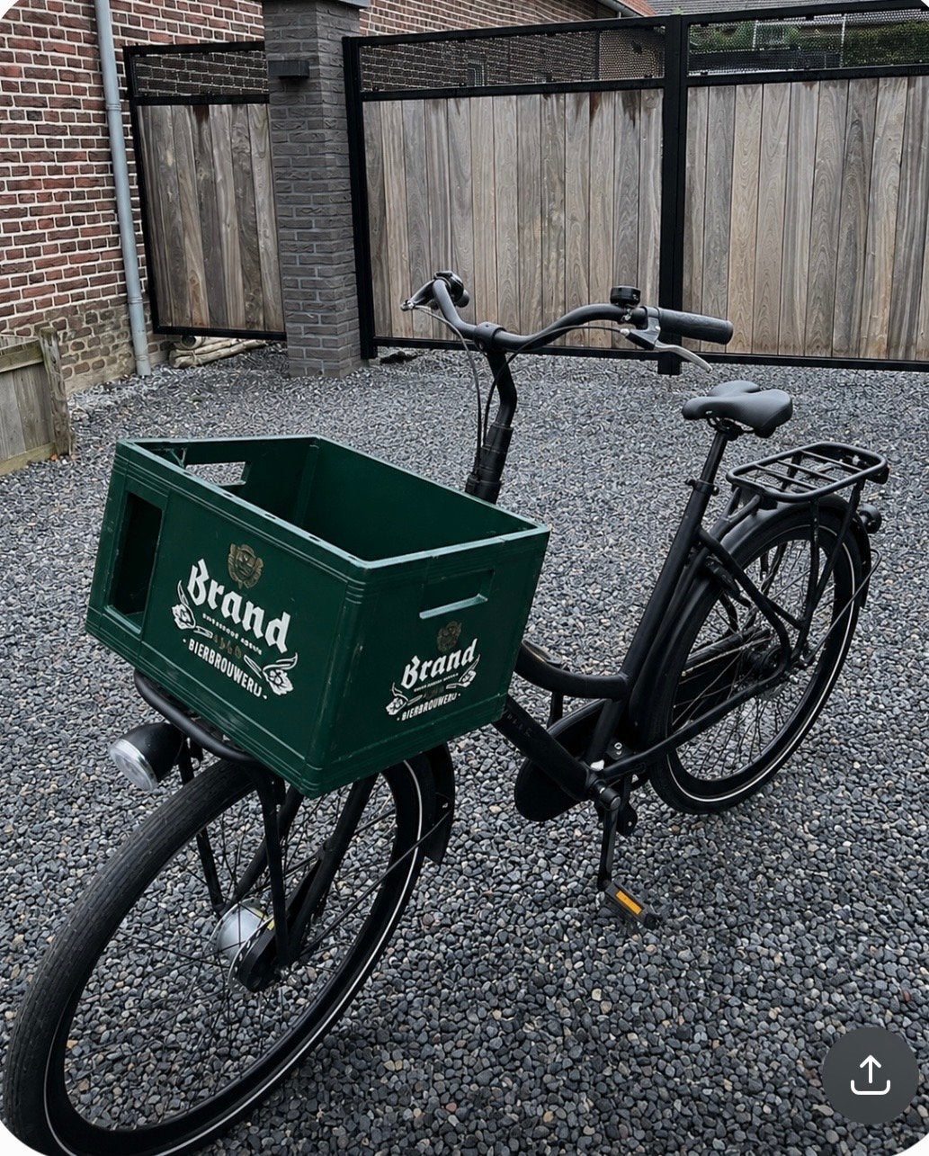Gazelle Puur NL, zwarte transportfiets met Brand krat, Ophalen, Gebruikt, 26 inch of meer, Versnellingen