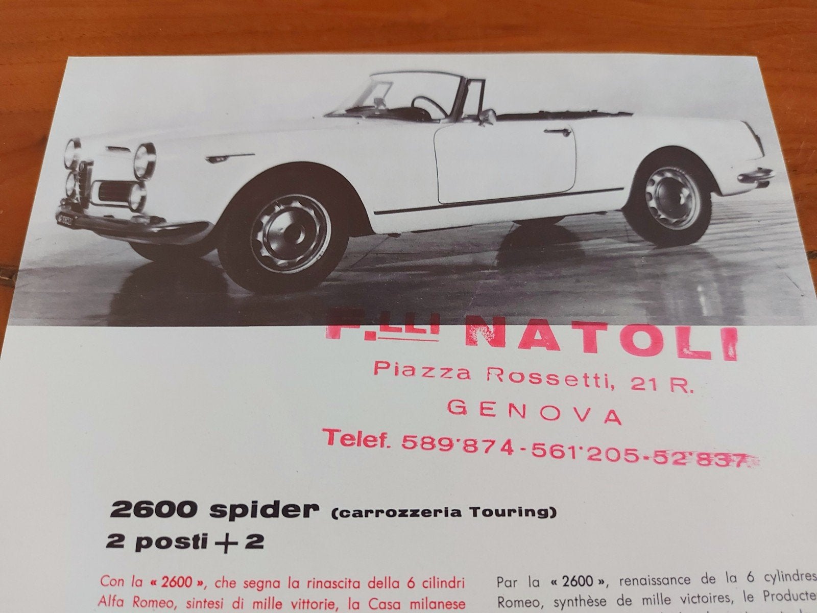 Alfa Romeo 2600 spider folder sheet, Ophalen of Verzenden, Zo goed als nieuw, Alfa Romeo