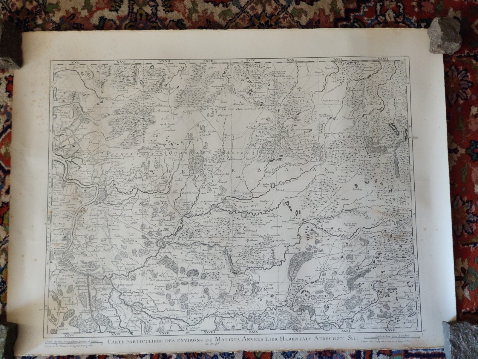 Kopergravure/kaart 1743, Zuidelijke Nederlanden, nu België, Boeken, Atlassen en Landkaarten, Gelezen, Voor 1800, Landkaart, België of Luxemburg