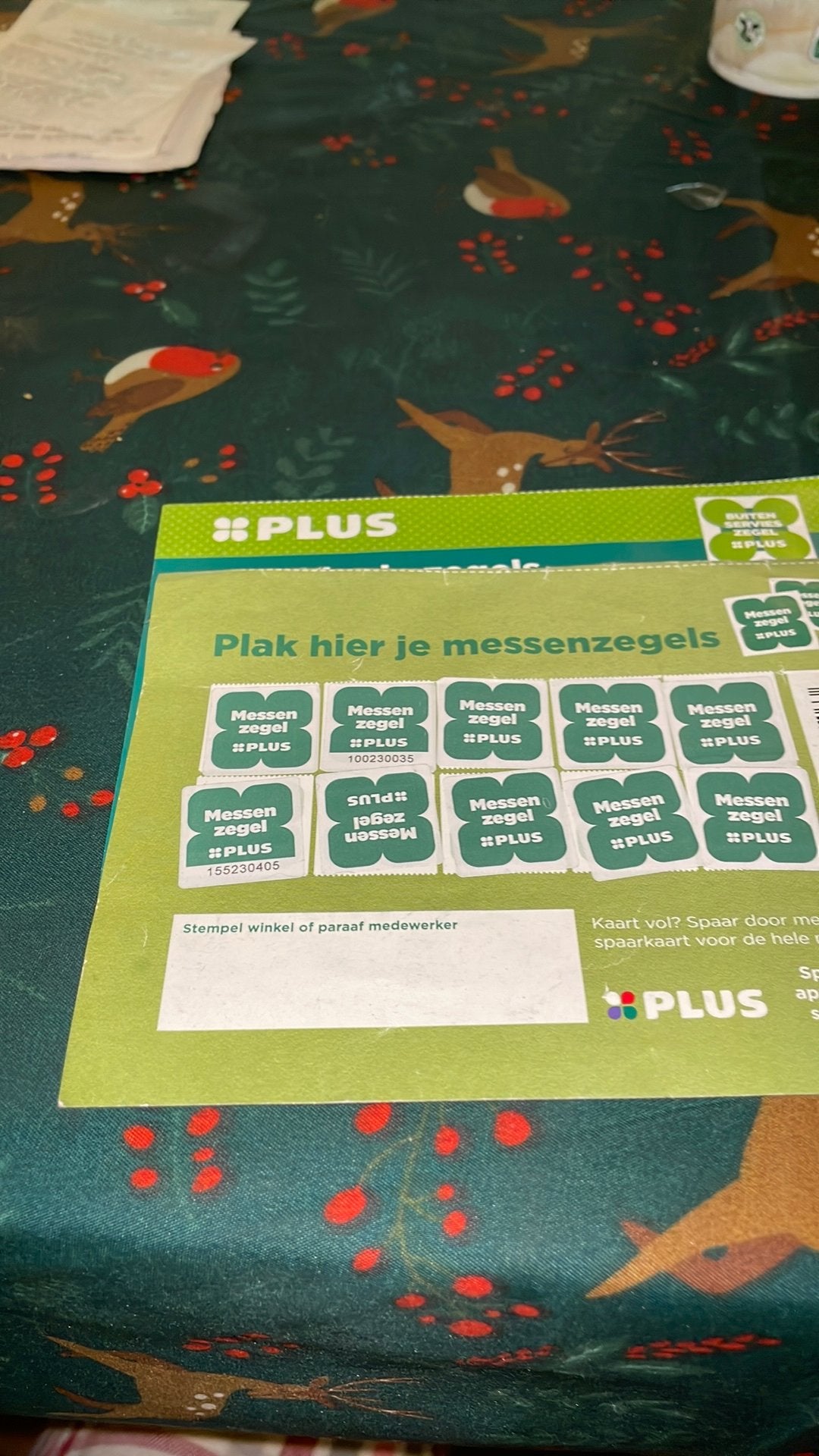 Plus buitenservies zegels, Ophalen of Verzenden, Winkel, Super of Benzinepomp, Zegels, Bonnen of Punten