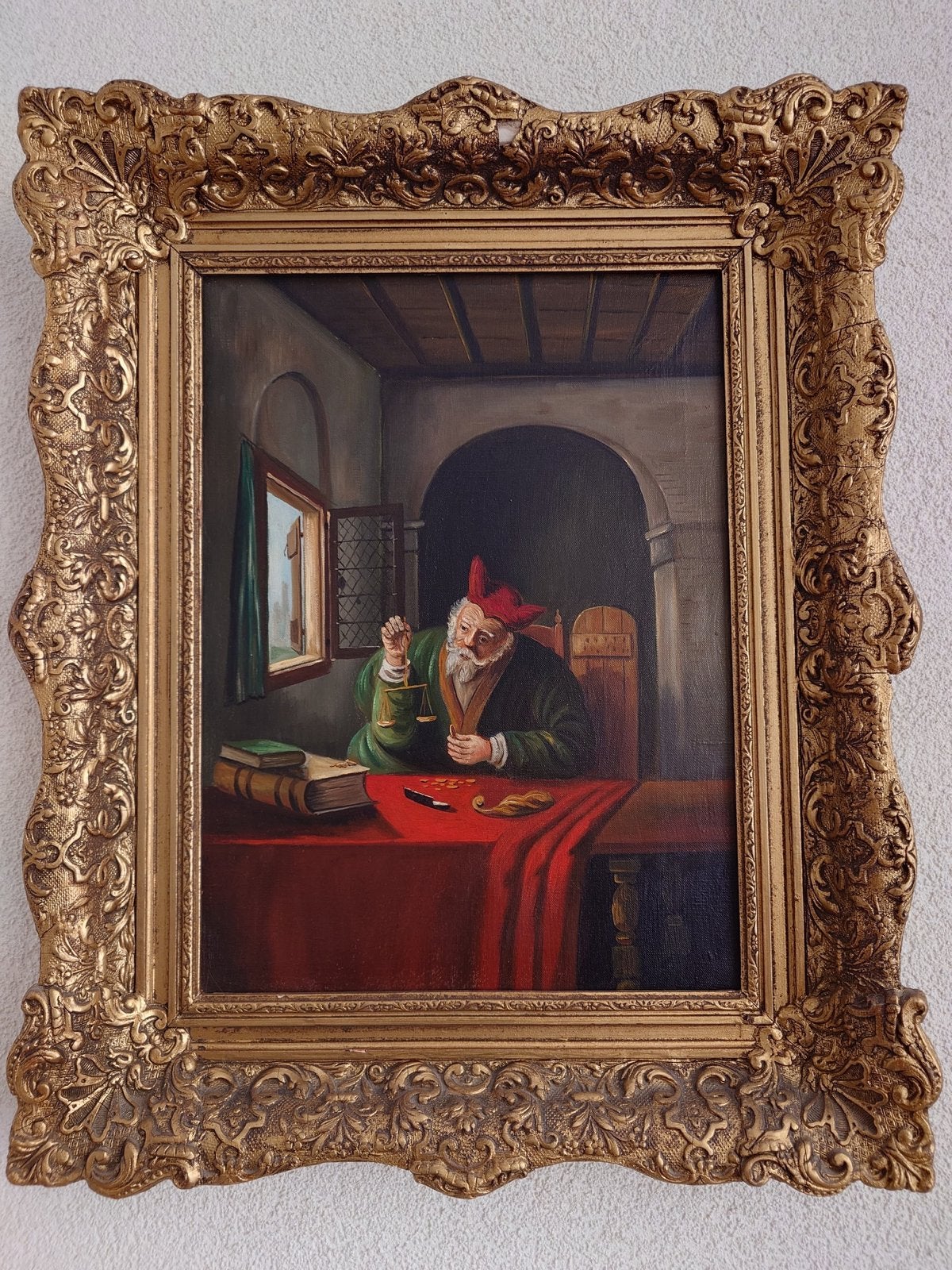 Oud Hollands schilderij: De Goudweger, Paneel, Portret of Personen, Oud hollands, Ophalen of Verzenden