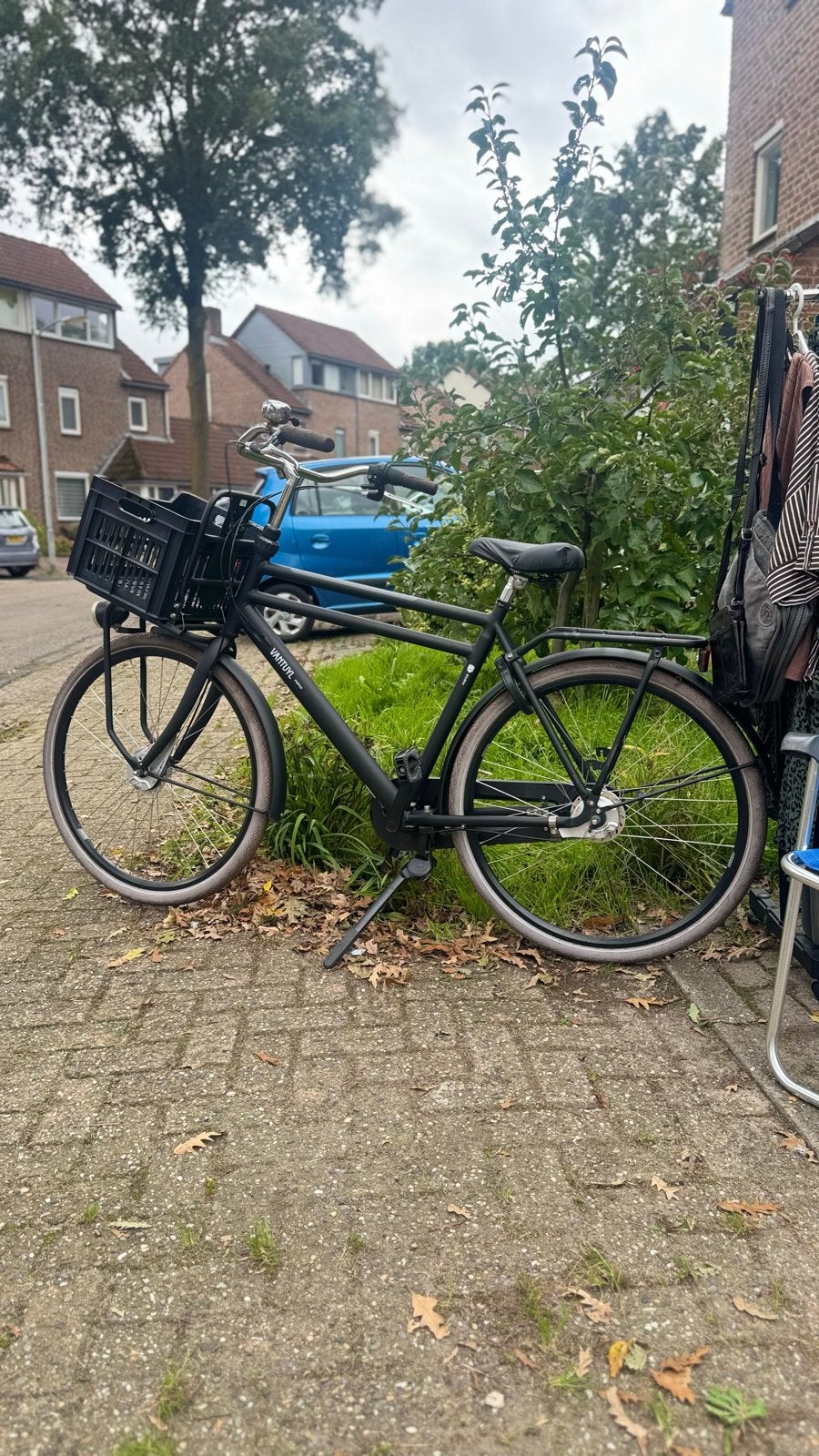 VANTUYLL Transportfiets - Zwart met kratje, Velgrem, Versnellingen, Zo goed als nieuw, 53 tot 57 cm
