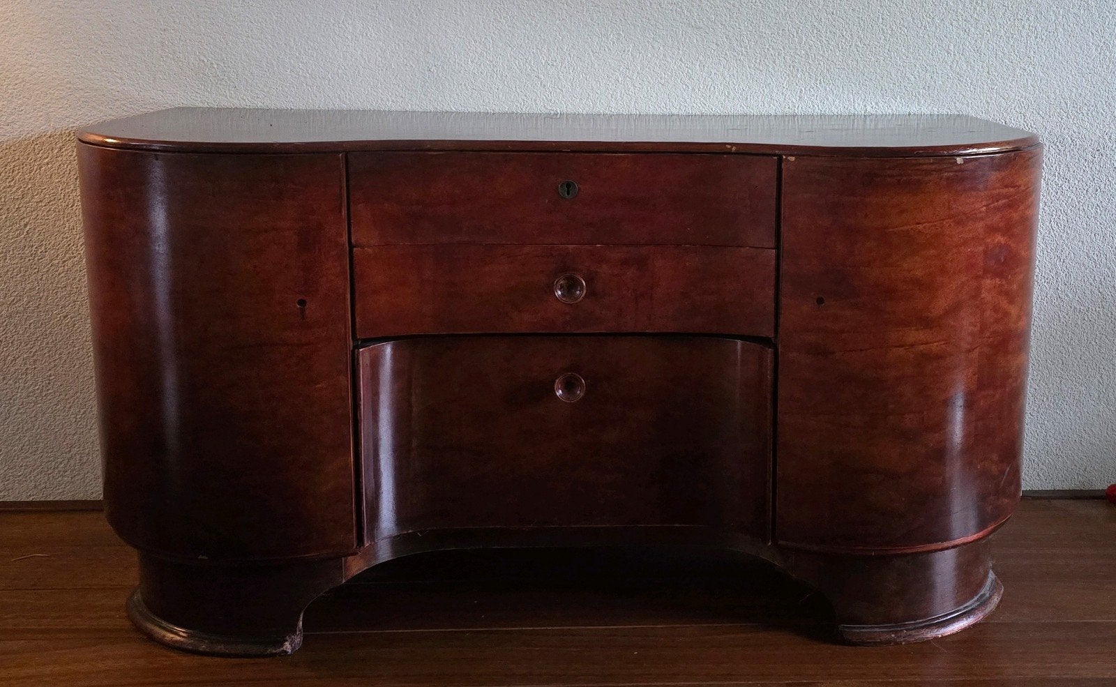 Bijzondere vintage Amsterdamse School / Art Deco kast, Ophalen, Gebruikt, Met deur(en), 25 tot 50 cm