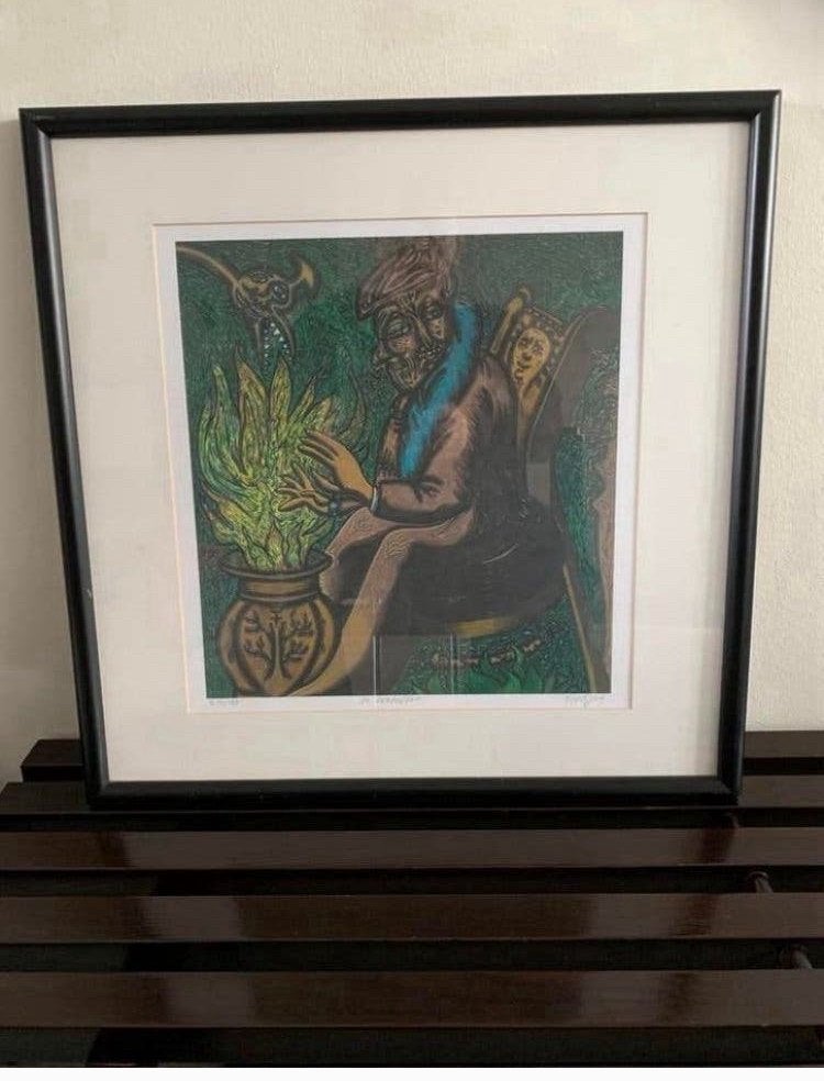 PJEROO ROOBJEE - litho/zeefdruk 47/390 DE VERTELLER, Gesigneerd, Ophalen of Verzenden, Portret en Figuren