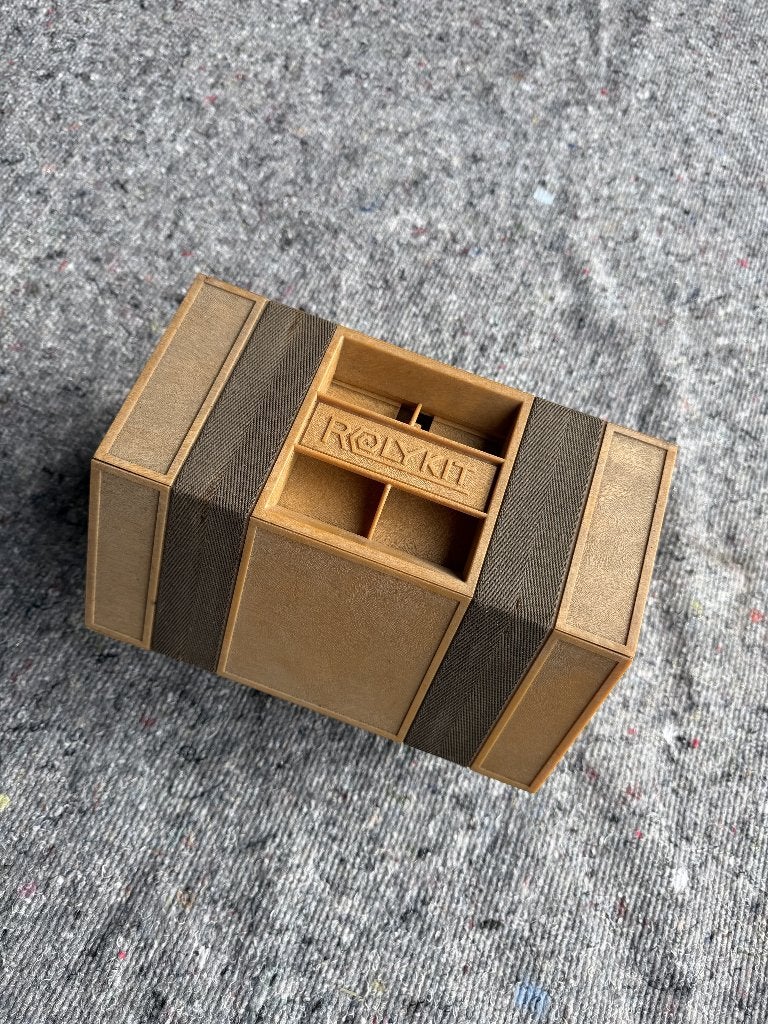 vintage rolykit opbergsysteem, uit 1973 - stevig kunststof, Ophalen, Zo goed als nieuw