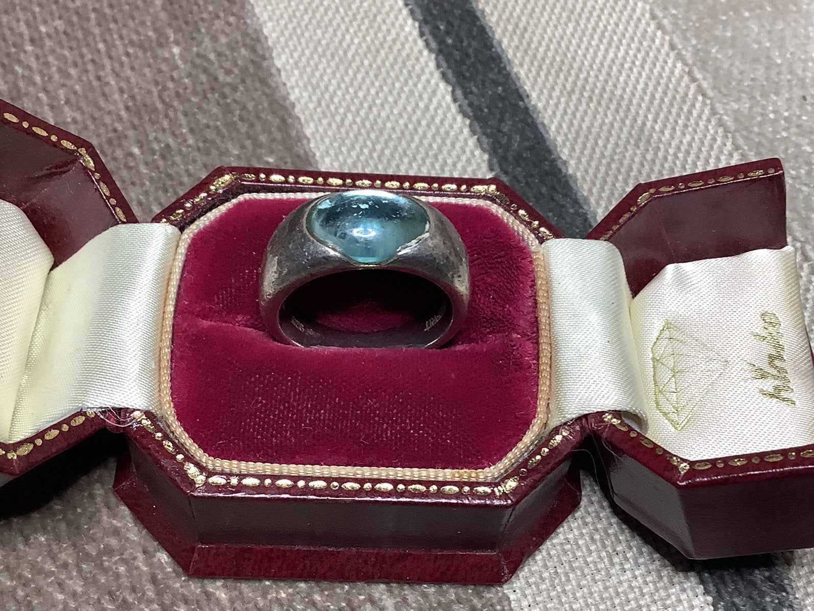 OPVALLENDE ZILVER 925 ESPERIT RING MET BLAUW TOPAAS, Verzenden, Zilver, Ring