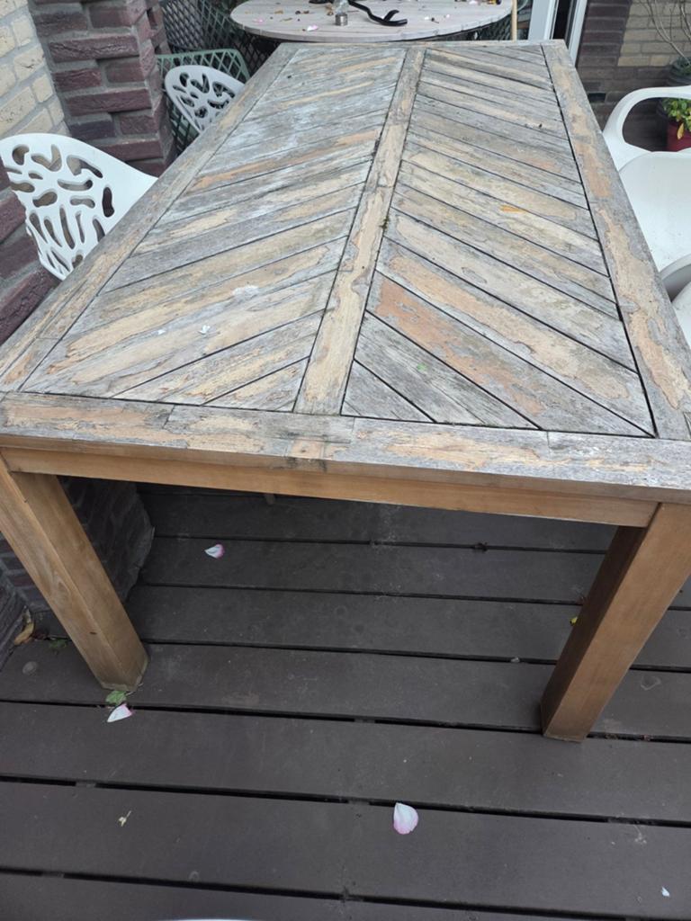 houten tuintafel - GRATIS, Ophalen of Verzenden, Gebruikt, Rechthoekig, Hout