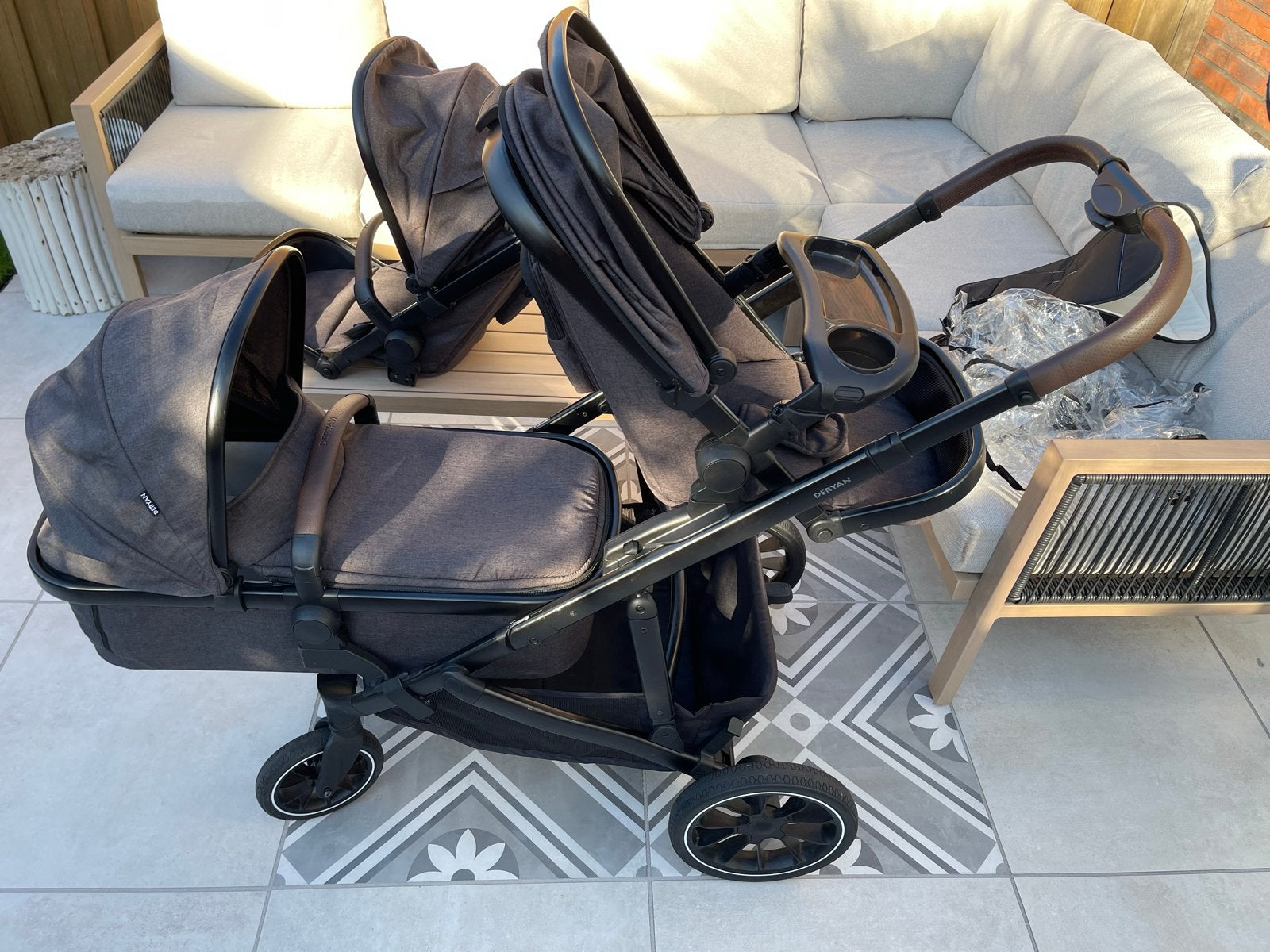 Deryan Evy V2 duo Kinderwagen met veel mogelijkheden, Kinderen en Baby's, Duowagen, Zo goed als nieuw, Combiwagen, Ophalen