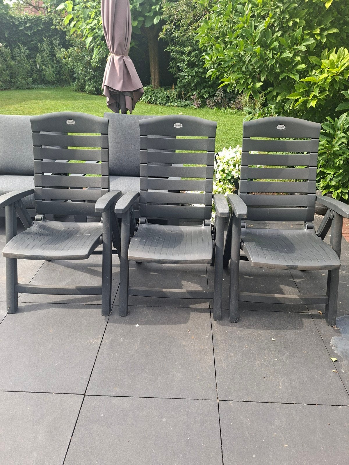3 Hartman standenstoelen antraciet grijs, Ophalen, Gebruikt, Kunststof