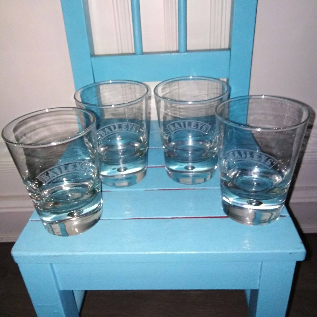 Baileys glazen frozen open logo set van 4 stuks, Ophalen, Glas of Glazen, Gebruikt, Glas