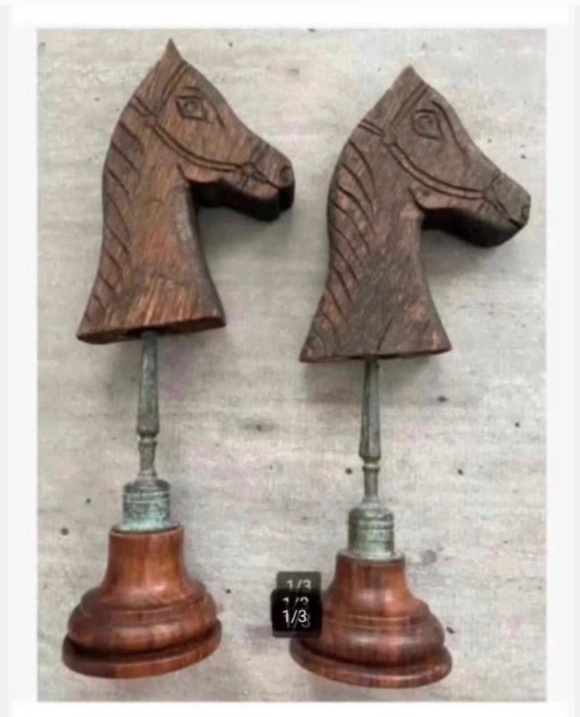2 x antiek paard op metaal houten voet, India, pr.p.stuk, Antiek en Kunst, Ophalen of Verzenden
