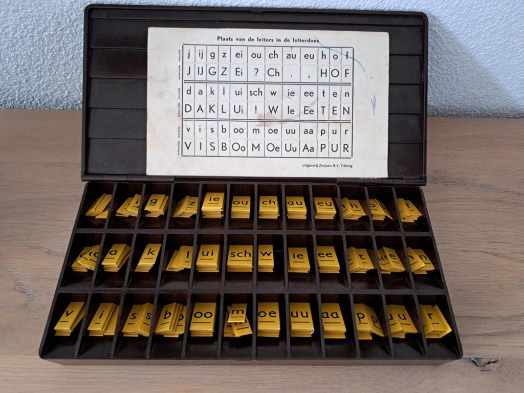 Vintage Letterdoos Leren Lezen en Spellen uitgeverij Zwijsen, Ophalen of Verzenden