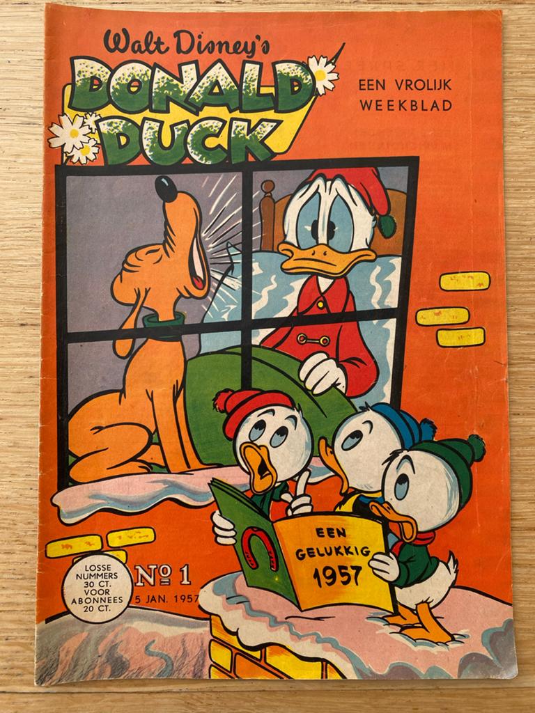 Donald Duck Weekblad Nummer 1 - 5 januari 1957, Eén stripboek, Ophalen of Verzenden, Gelezen