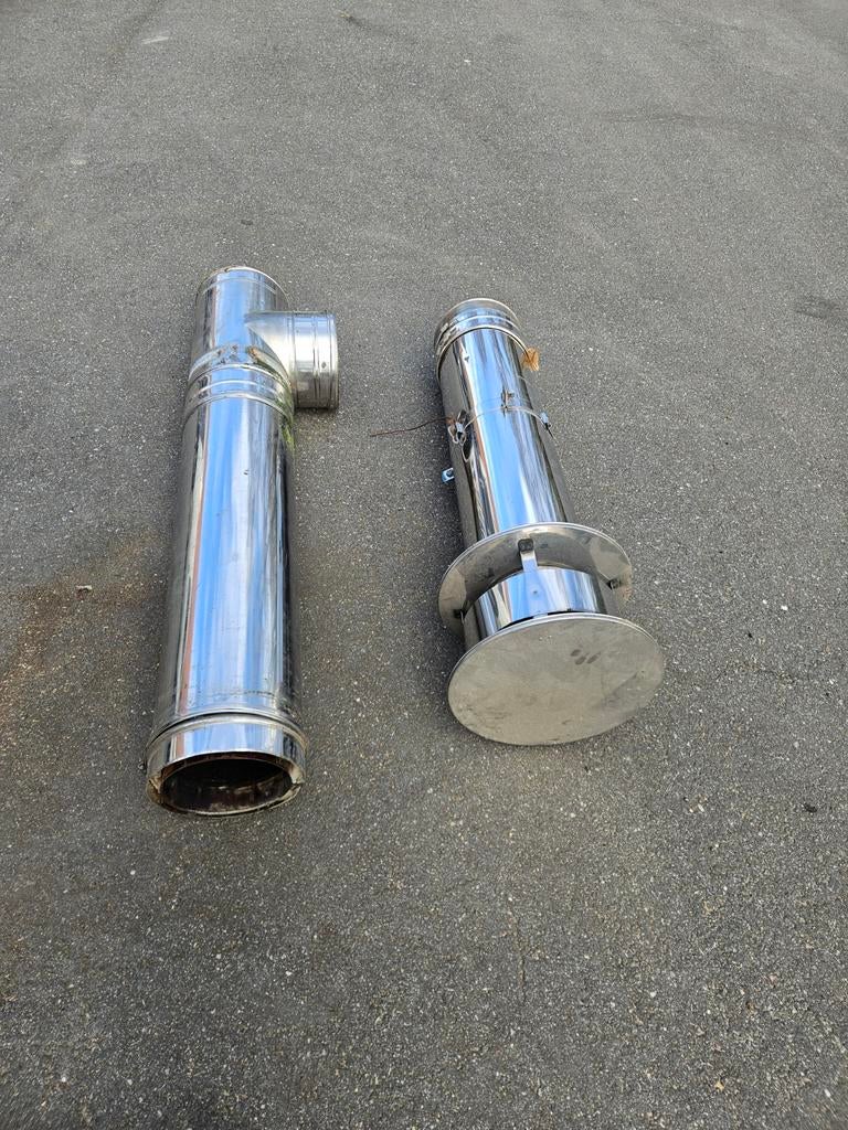 Dubbelwandig rookkanaal, Doe-het-zelf en Verbouw, Gebruikt, Ophalen of Verzenden, Rvs, 80 mm of meer