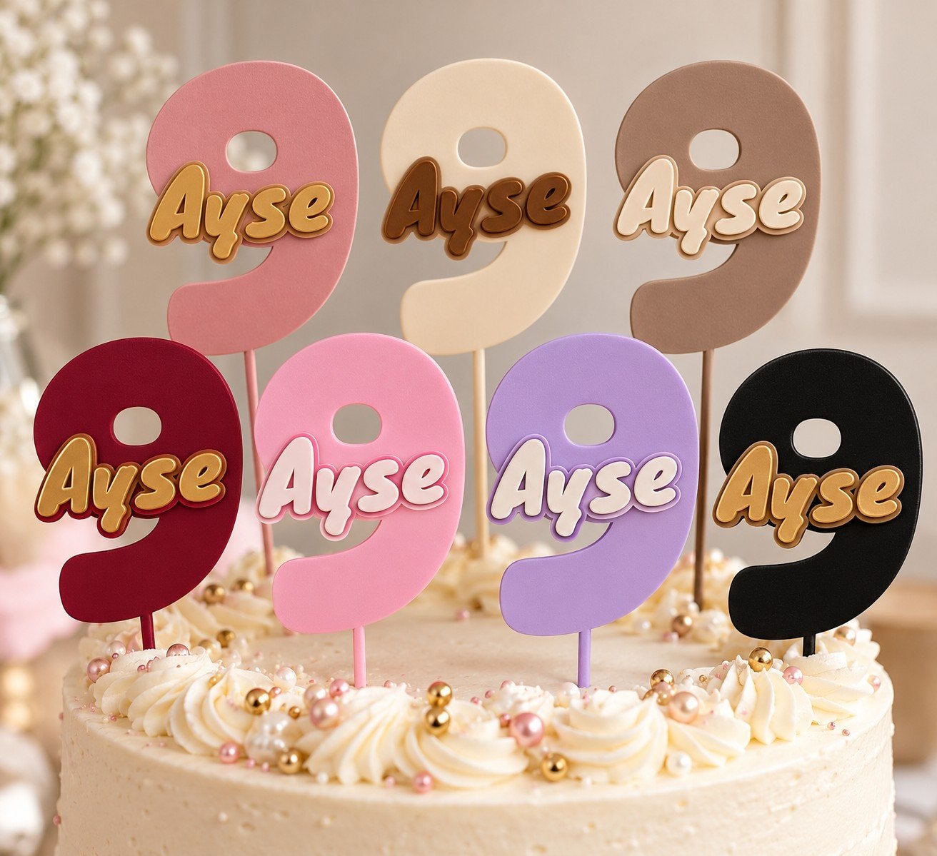 Gepersonaliseerde Taarttopper - Diverse Kleuren & Maten, Ophalen of Verzenden, Nieuw, Taarten, Versiering