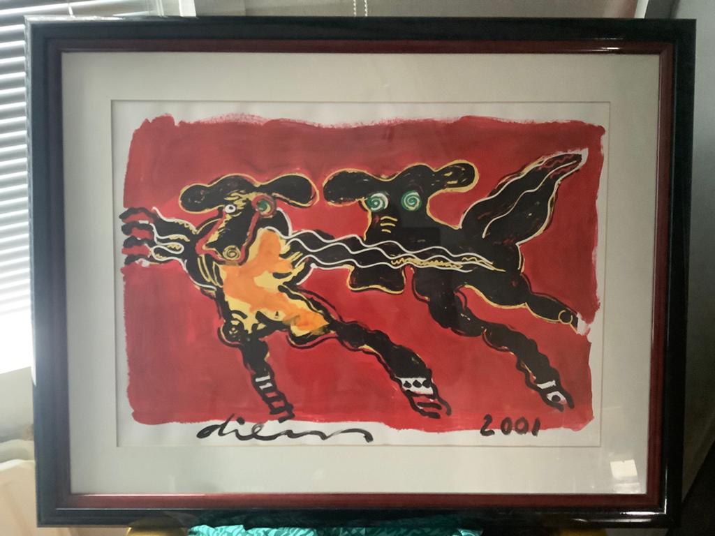 Peter Diem - Acryl op papier (2001) - Ingelijst met certific, Antiek en Kunst, Ophalen