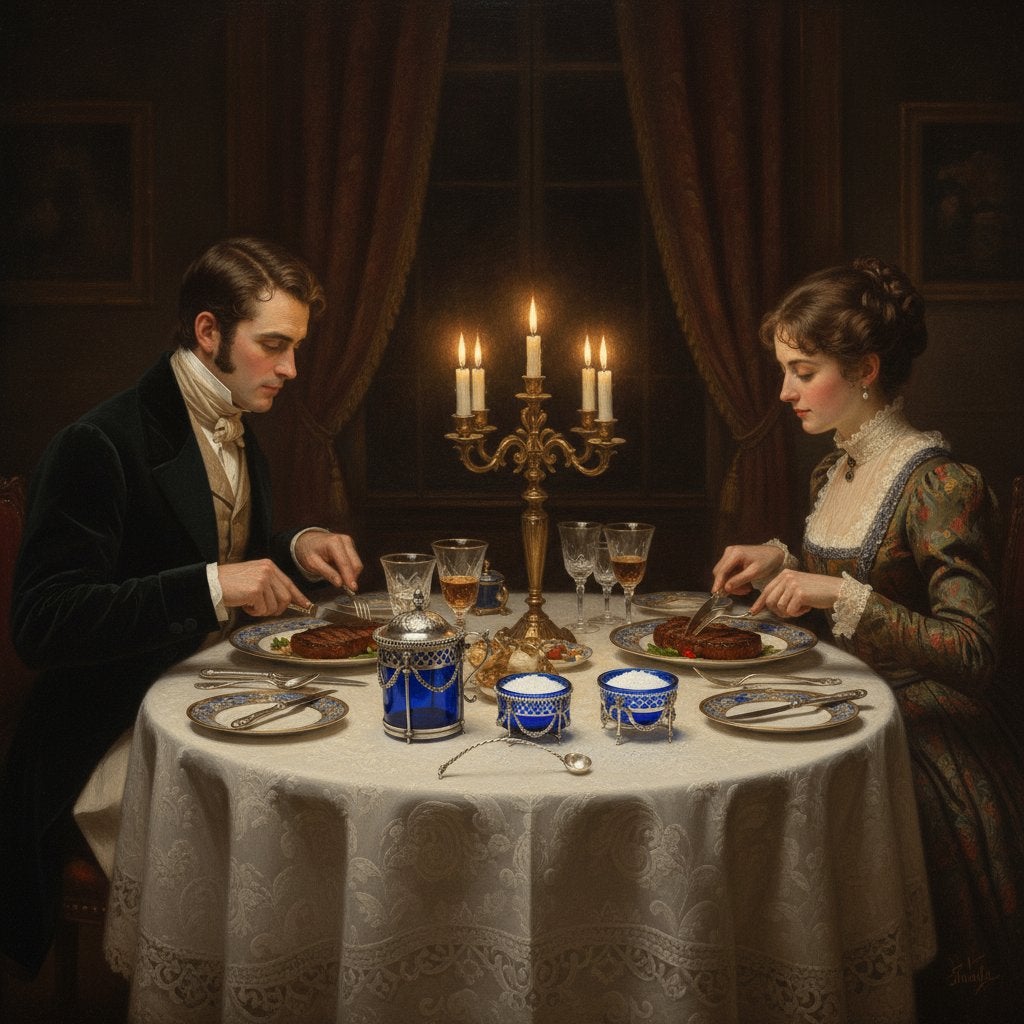 4-Delig zilveren empire tafelset met blauw glas, Nederland, Antiek en Kunst, Antiek | Goud en Zilver, Verzenden, Zilver