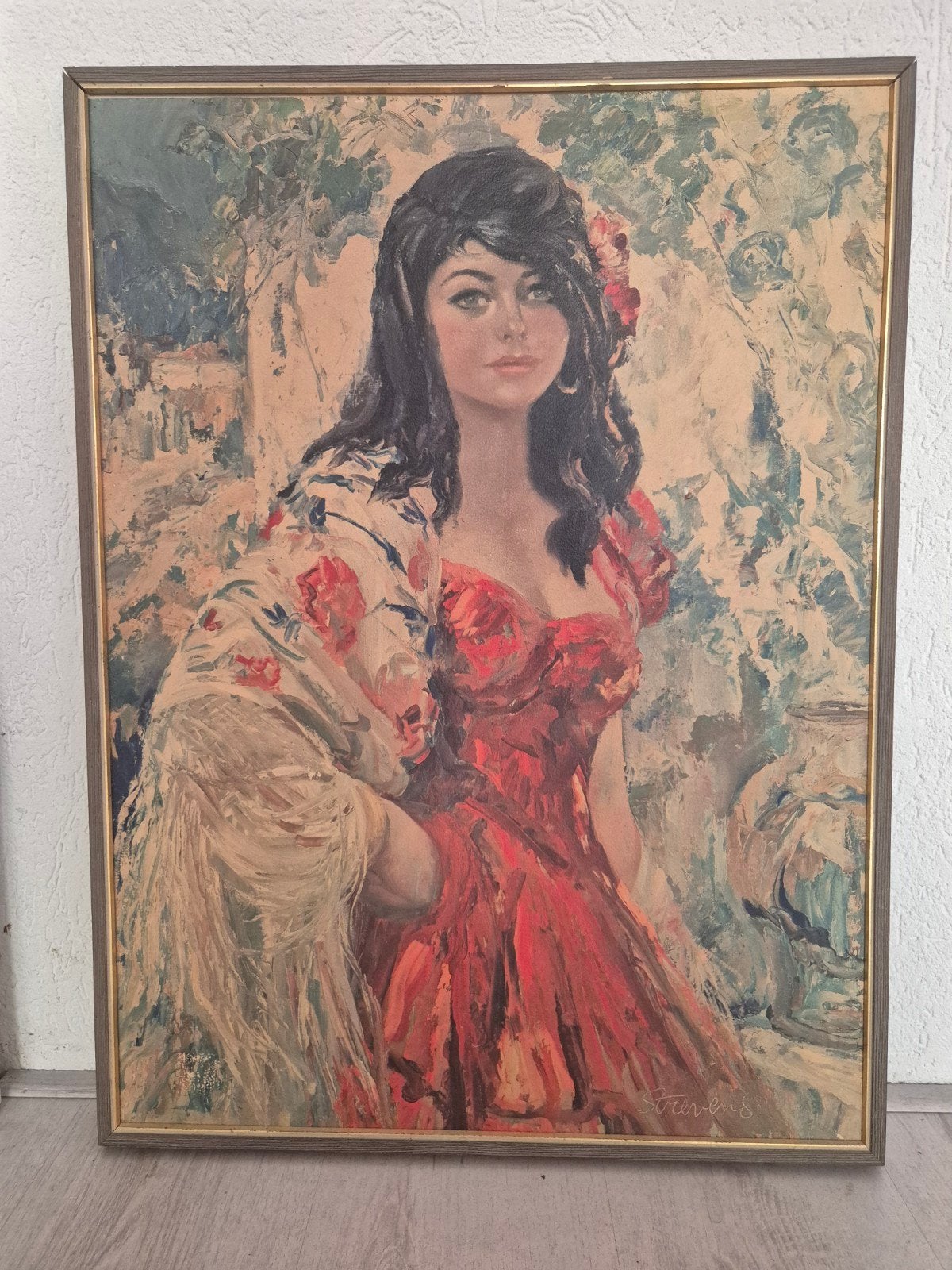 Zigeunerin Vintage Stevens, Antiek en Kunst, Kunst | Schilderijen | Klassiek, Doek, Portret of Personen, Impressionistisch, Ophalen of Verzenden
