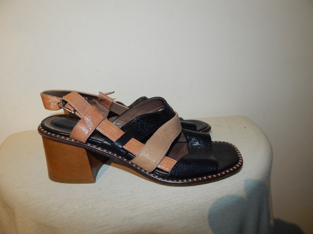 Marni leren sandalen groffe hak natuurtinten Als Nieuw 38, Overige kleuren, Verzenden, Sandalen of Muiltjes, Zo goed als nieuw