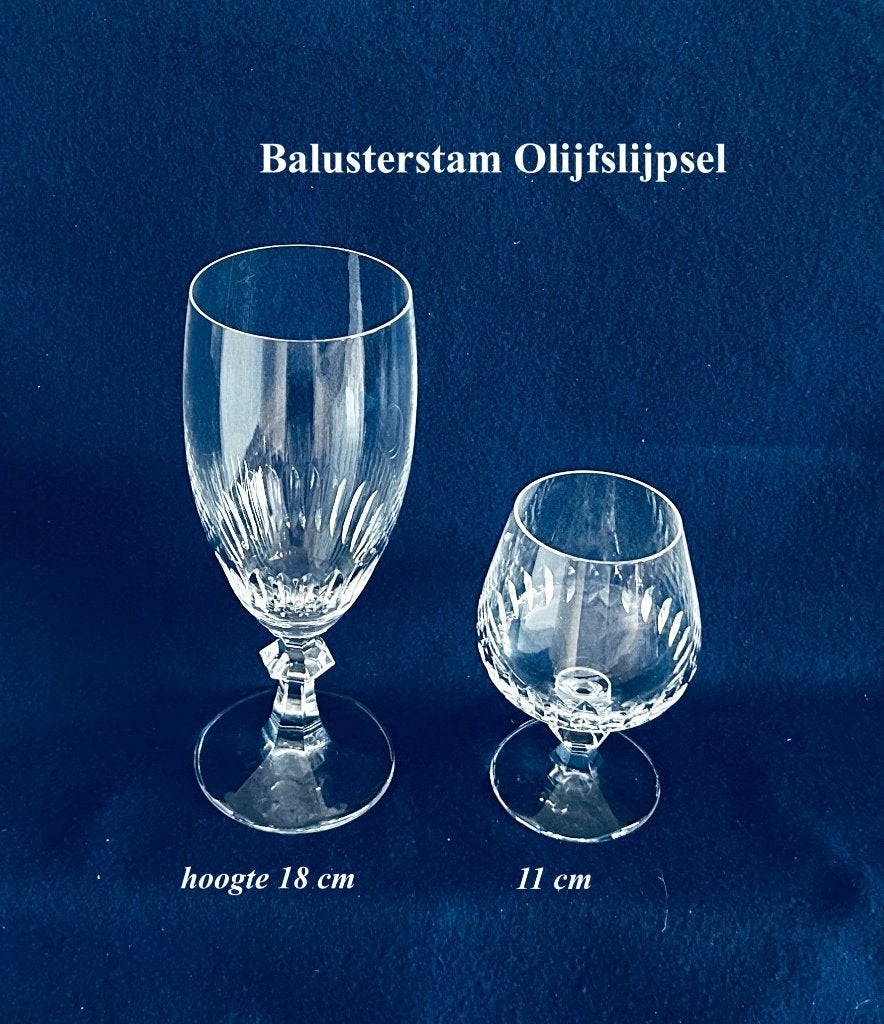 Wijn- + Cognacglas Balusterstam Olijfslijpsel Kristal, Ophalen