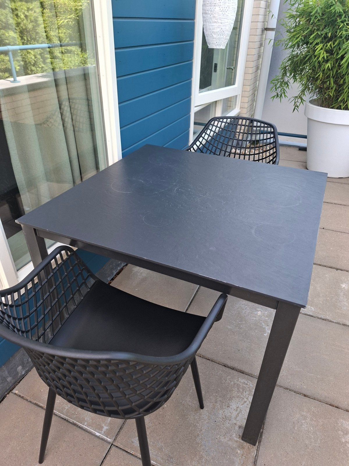 Kettler tuintafel  en 2 Webbing stoelen, Gebruikt, Tuinset, Eettafel, Ophalen