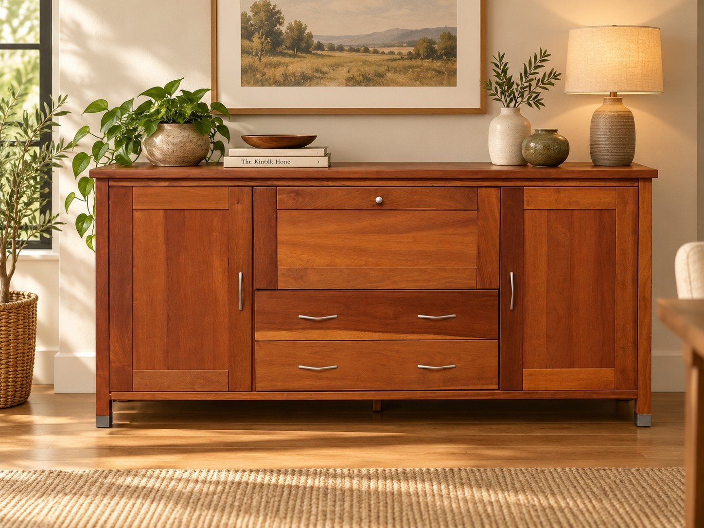 Kersenhouten dressoir met lades en deuren, Huis en Inrichting, Gebruikt, 150 tot 200 cm, Met lade(s), Ophalen of Verzenden