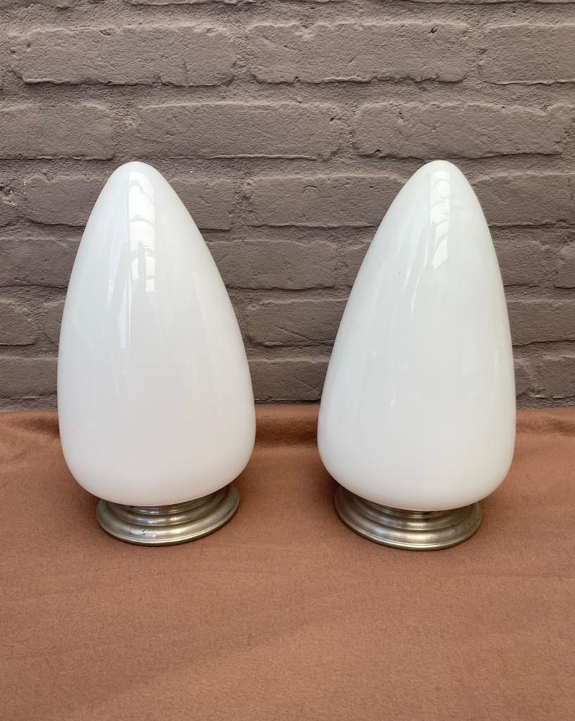 2 Giso Art Deco lamp uit de jaren 30 Opaal glas 32 Hoog, Huis en Inrichting, Ophalen, Zo goed als nieuw, Glas, 2 Giso Art Deco lamp uit de jaren 30 Opaal glas zeer dik