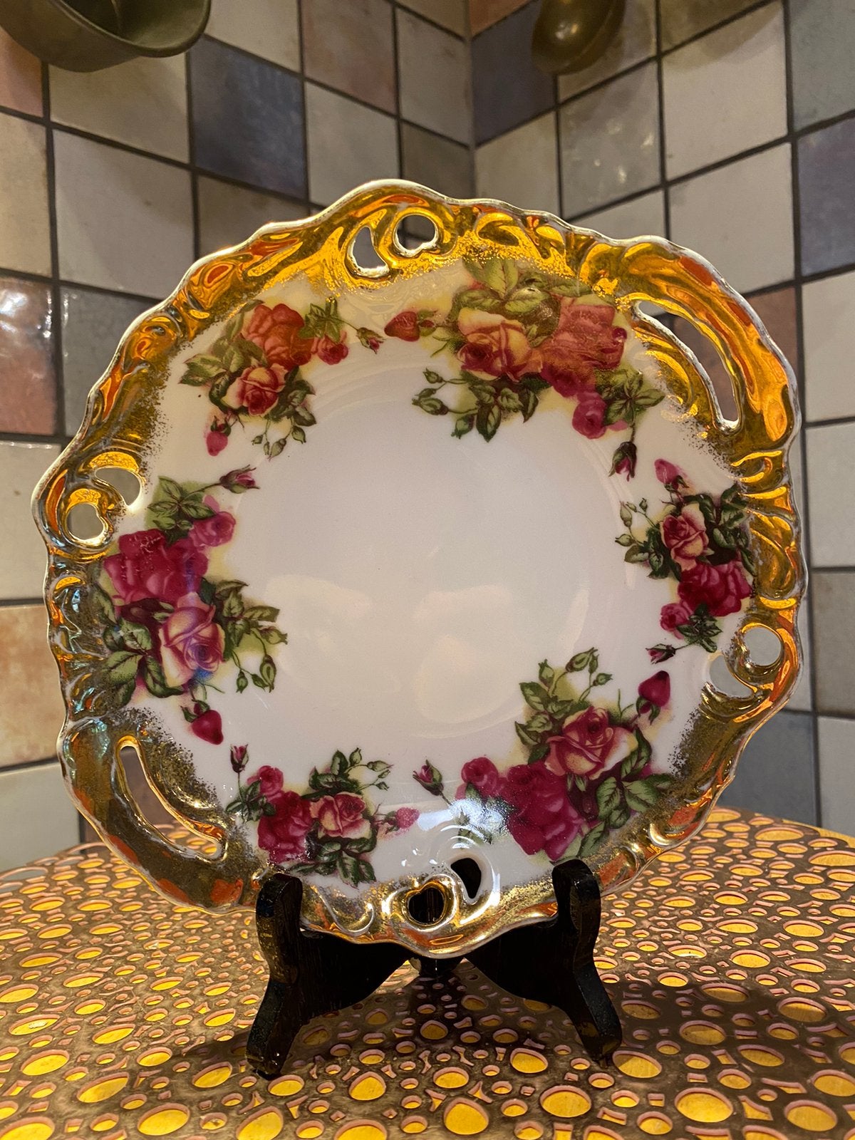 Saji,fine China,antiek/vintage bonbonschaal,diam.21 cm,hg3.5, Antiek en Kunst, Ophalen of Verzenden