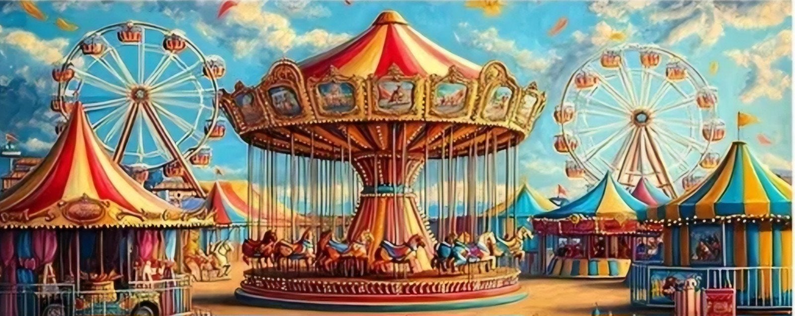Supermooie en groot kermis decordoek maarliefst bijna 5 mtr, Ophalen of Verzenden